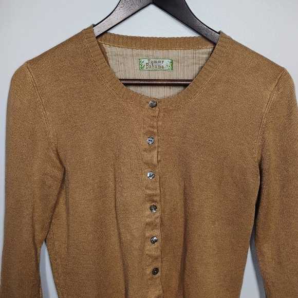 Tommy Bahama Cardigan Womens Small Tan Business Casual Office Career Neutral - Picture 3 of 11